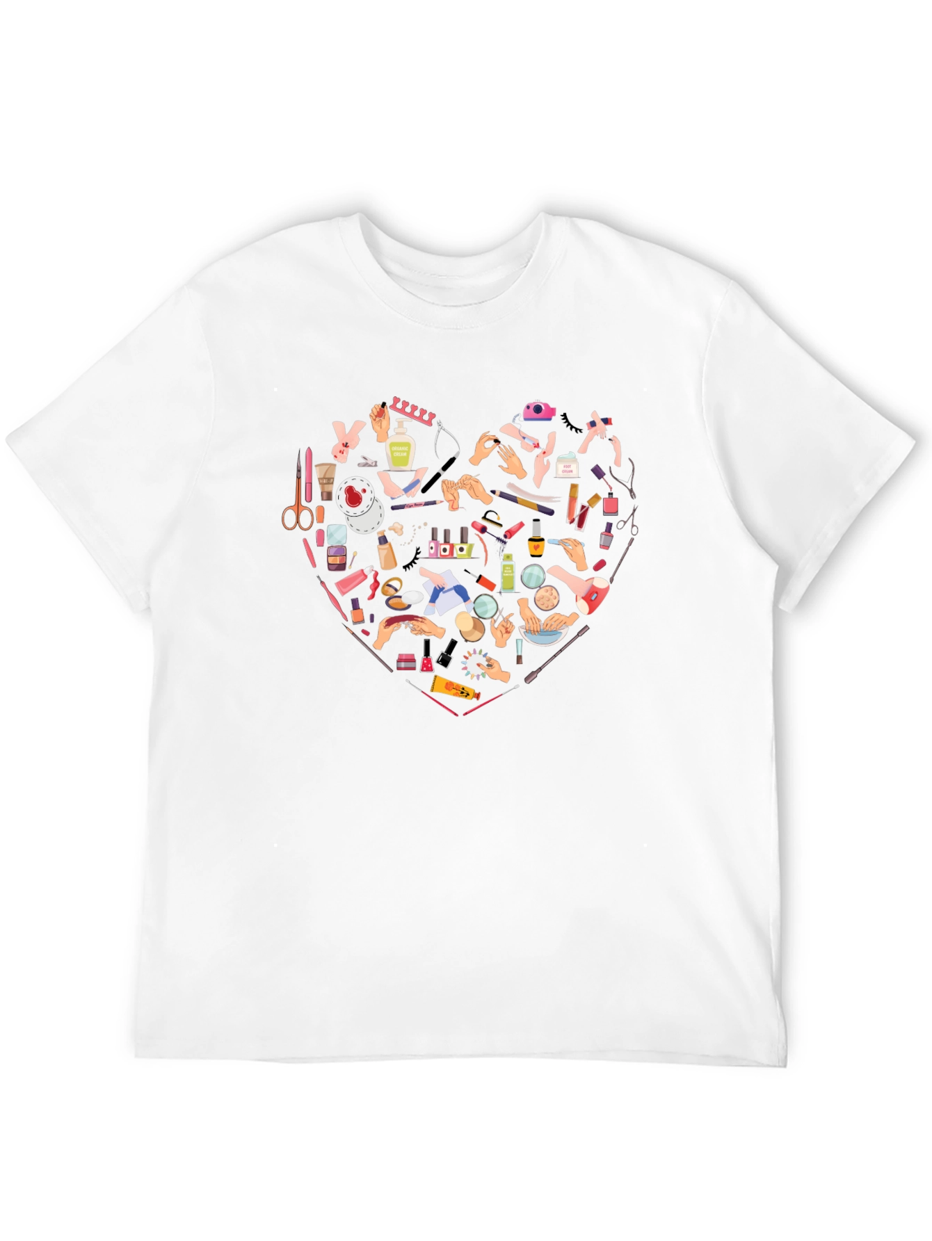 Manicure Heart Graphic Tee - Black Cotton T-Shirt