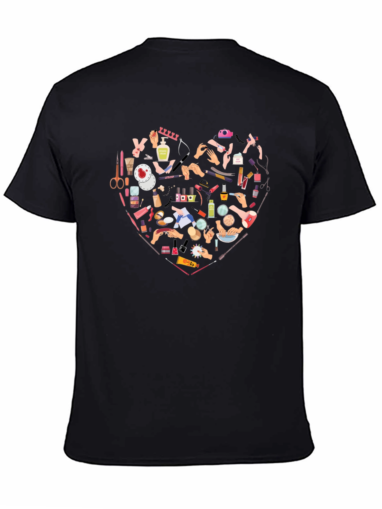 Manicure Heart Graphic Tee - Black Cotton T-Shirt