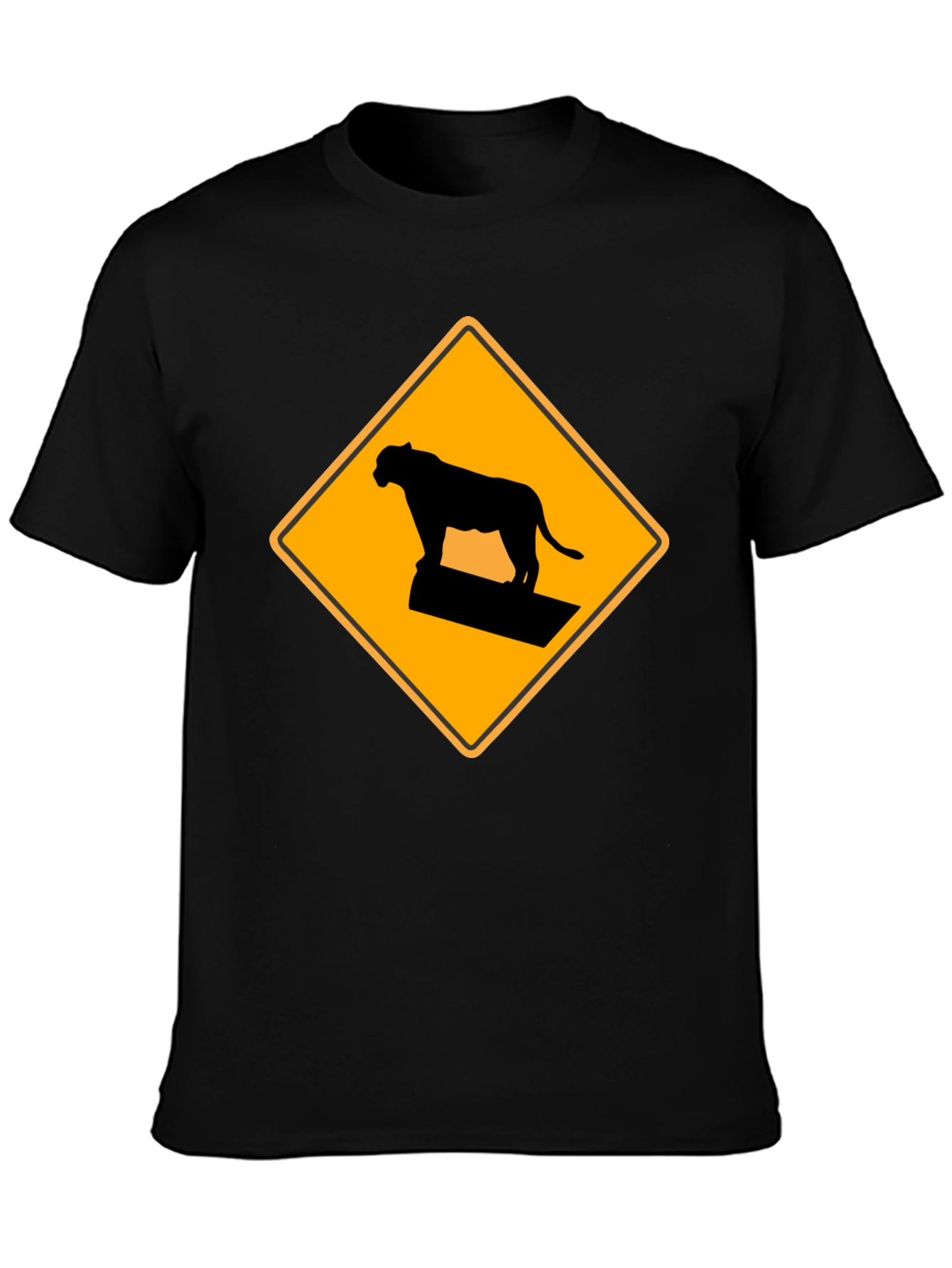 Caution Cougar Crossing T-Shirt - Black