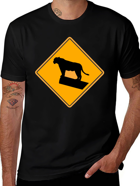 Caution Cougar Crossing T-Shirt - Black