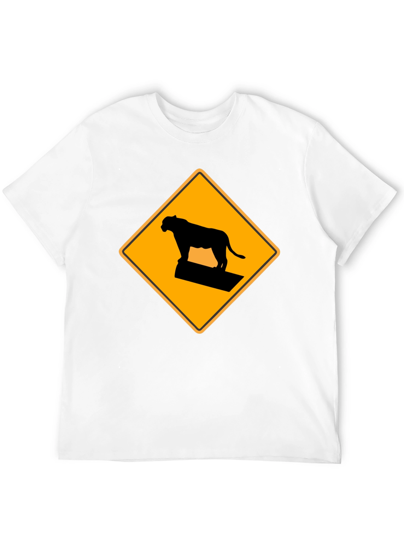Caution Cougar Crossing T-Shirt - Black