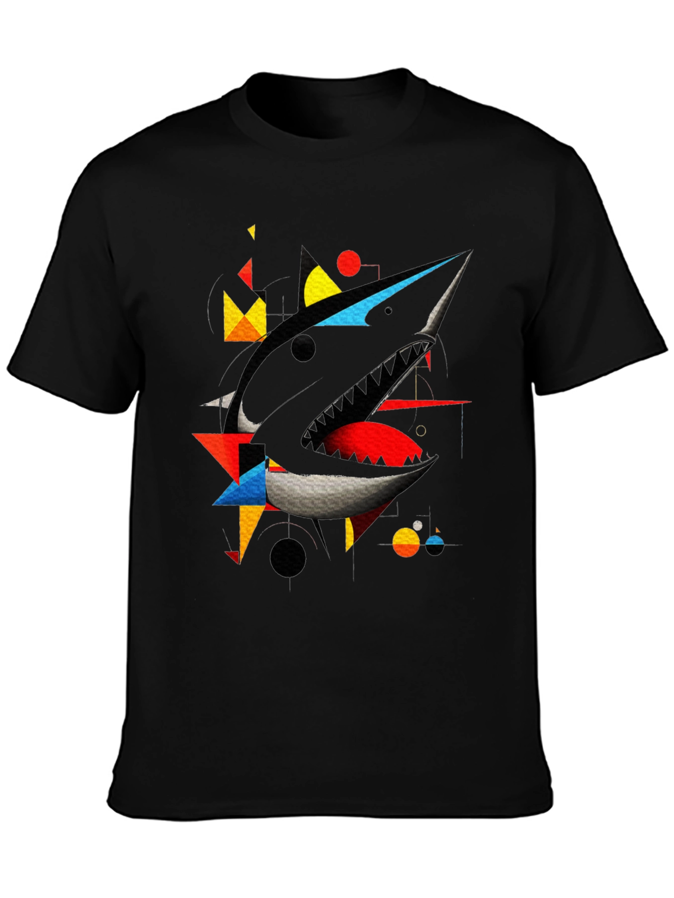 Abstract Shark Graphic Black T-Shirt