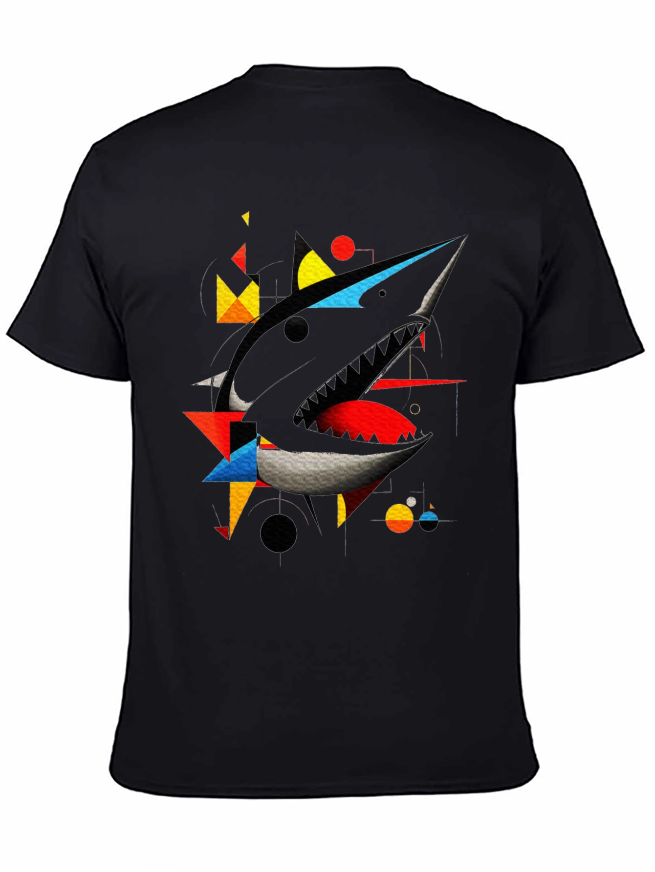 Abstract Shark Graphic Black T-Shirt
