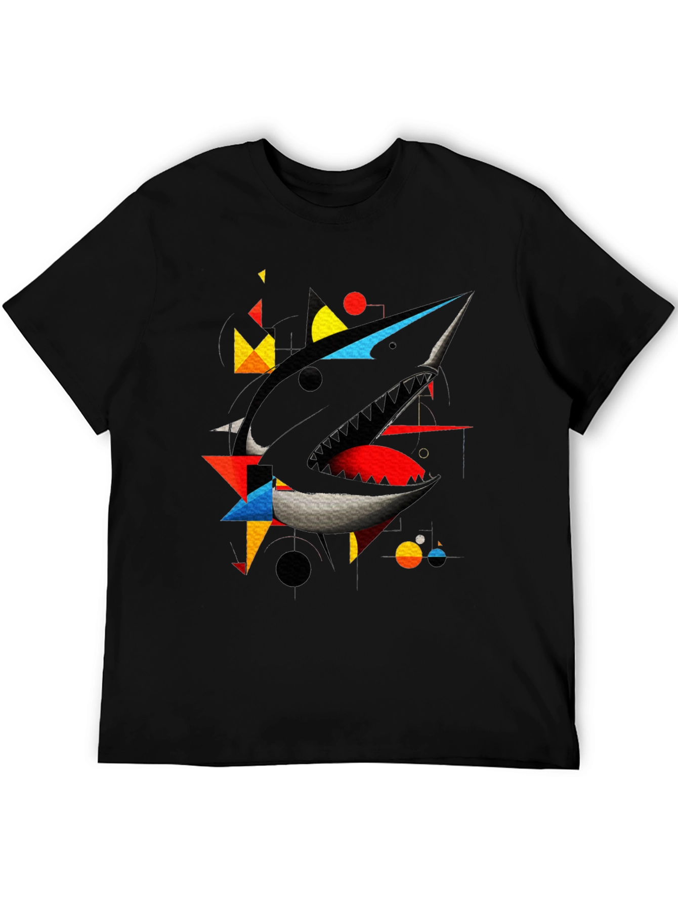 Abstract Shark Graphic Black T-Shirt