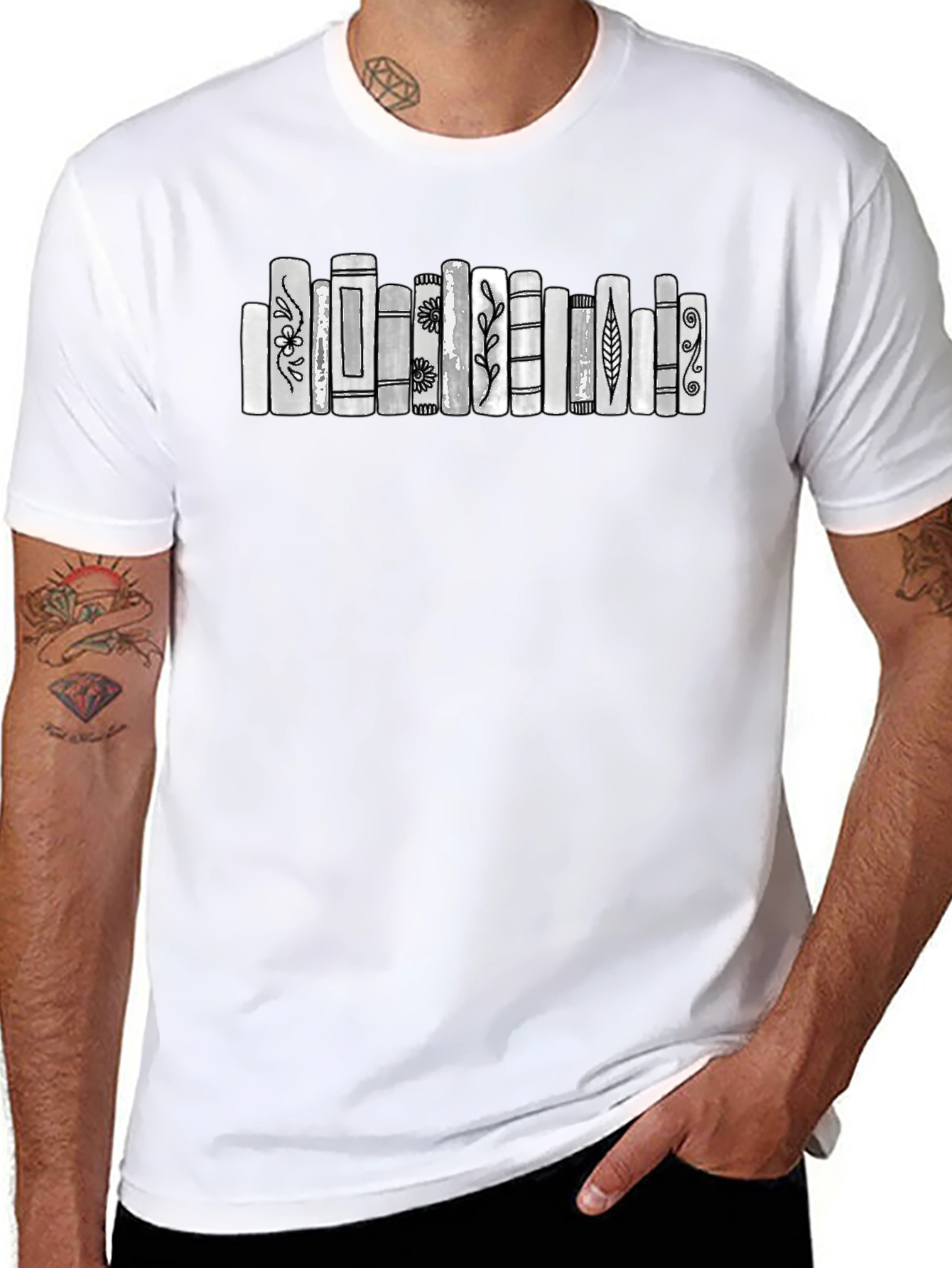 Book Lover T-Shirt - Unique Shelf Design