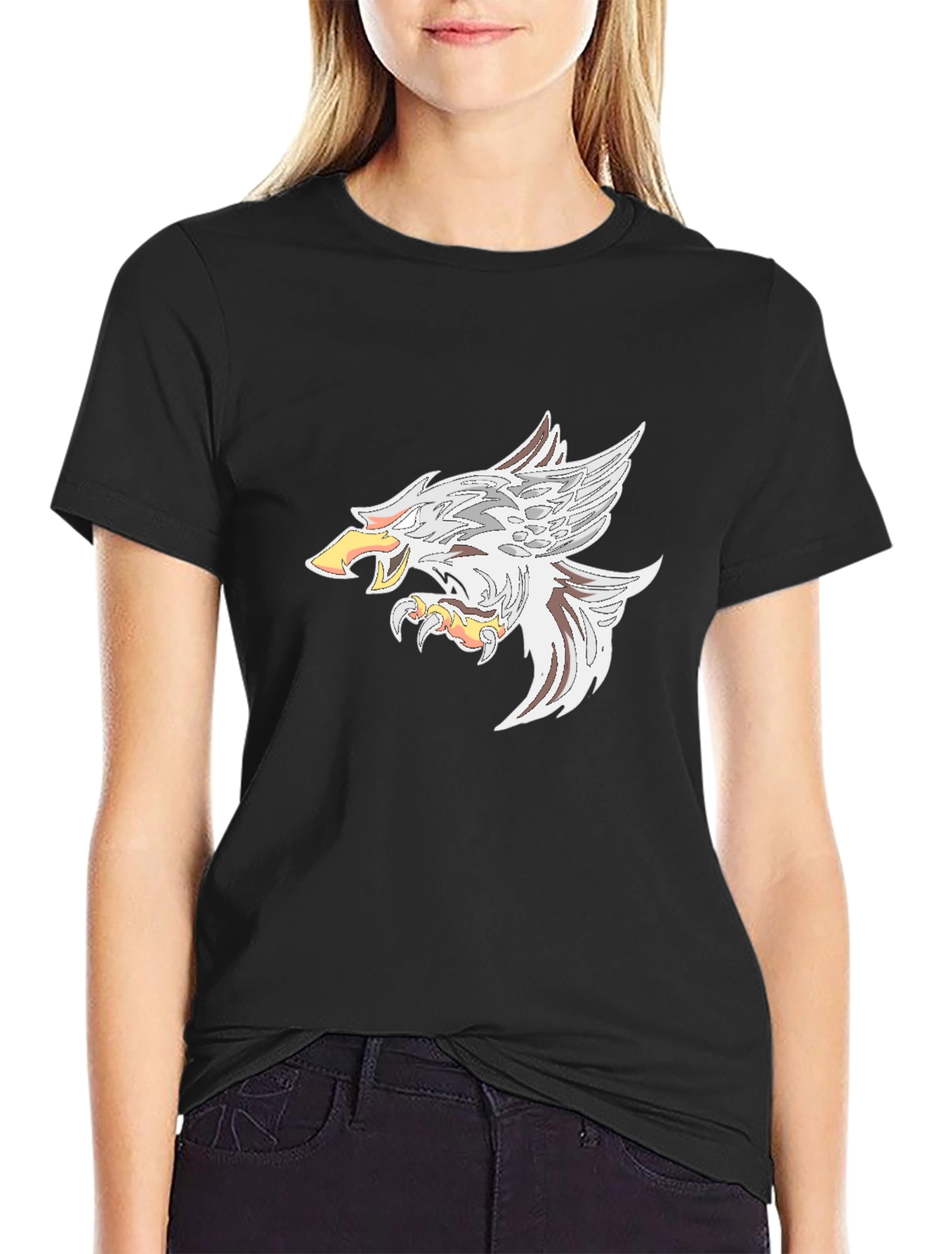 Mens Black T-Shirt with Eagle Graphic