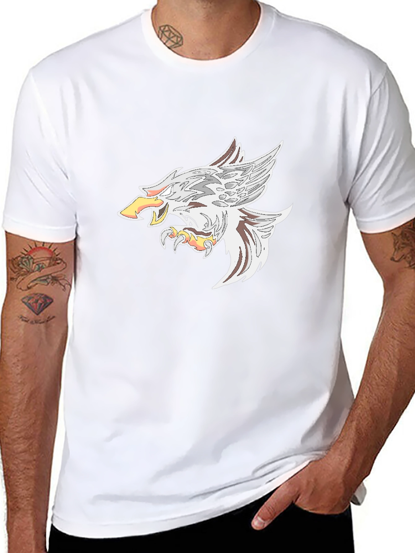 Mens Black T-Shirt with Eagle Graphic