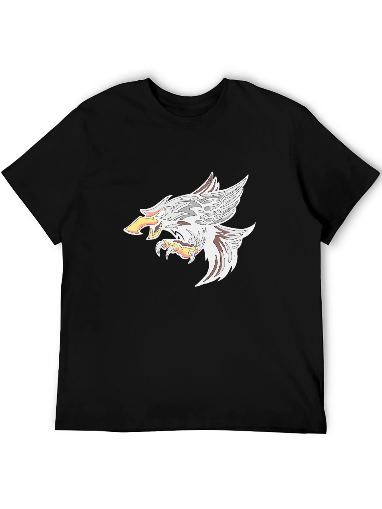 Mens Black T-Shirt with Eagle Graphic