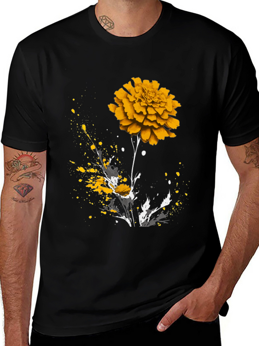 Floral Splatter Print Crew Neck T-Shirt