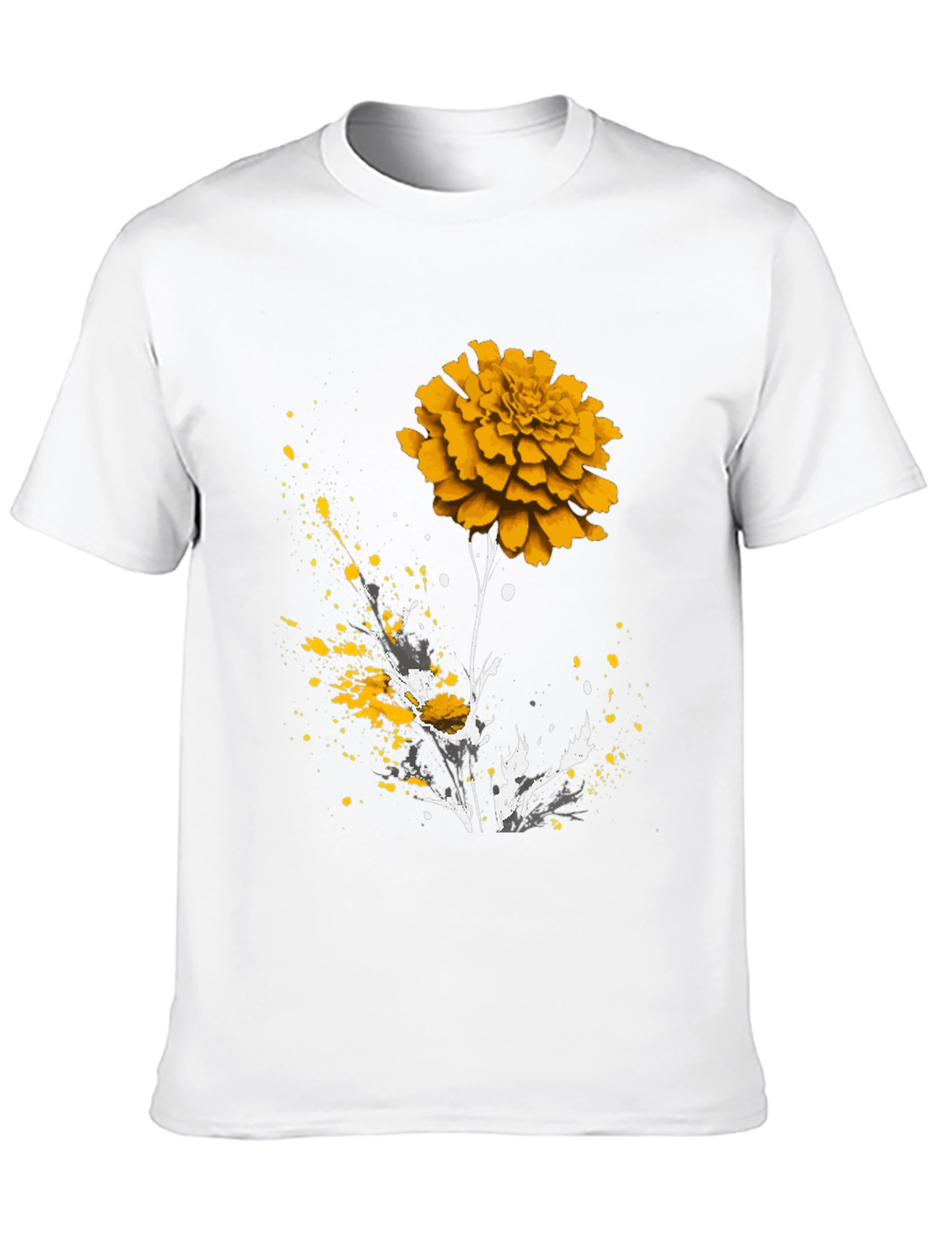 Floral Splatter Print Crew Neck T-Shirt