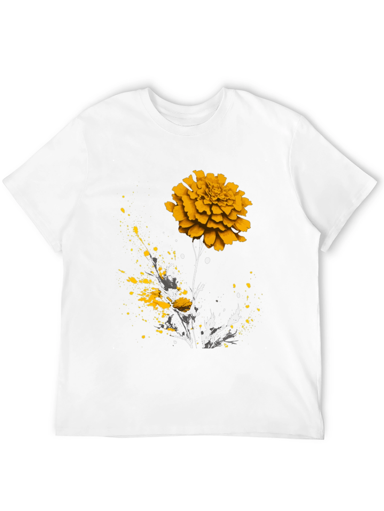 Floral Splatter Print Crew Neck T-Shirt