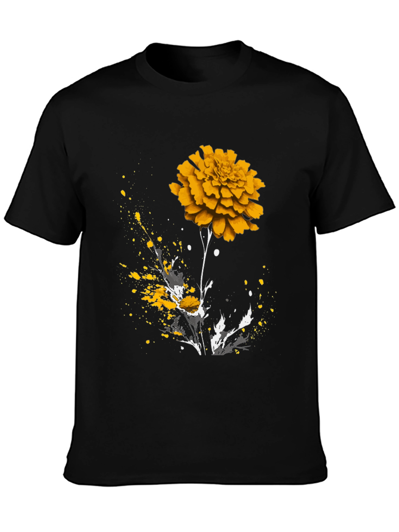 Floral Splatter Print Crew Neck T-Shirt