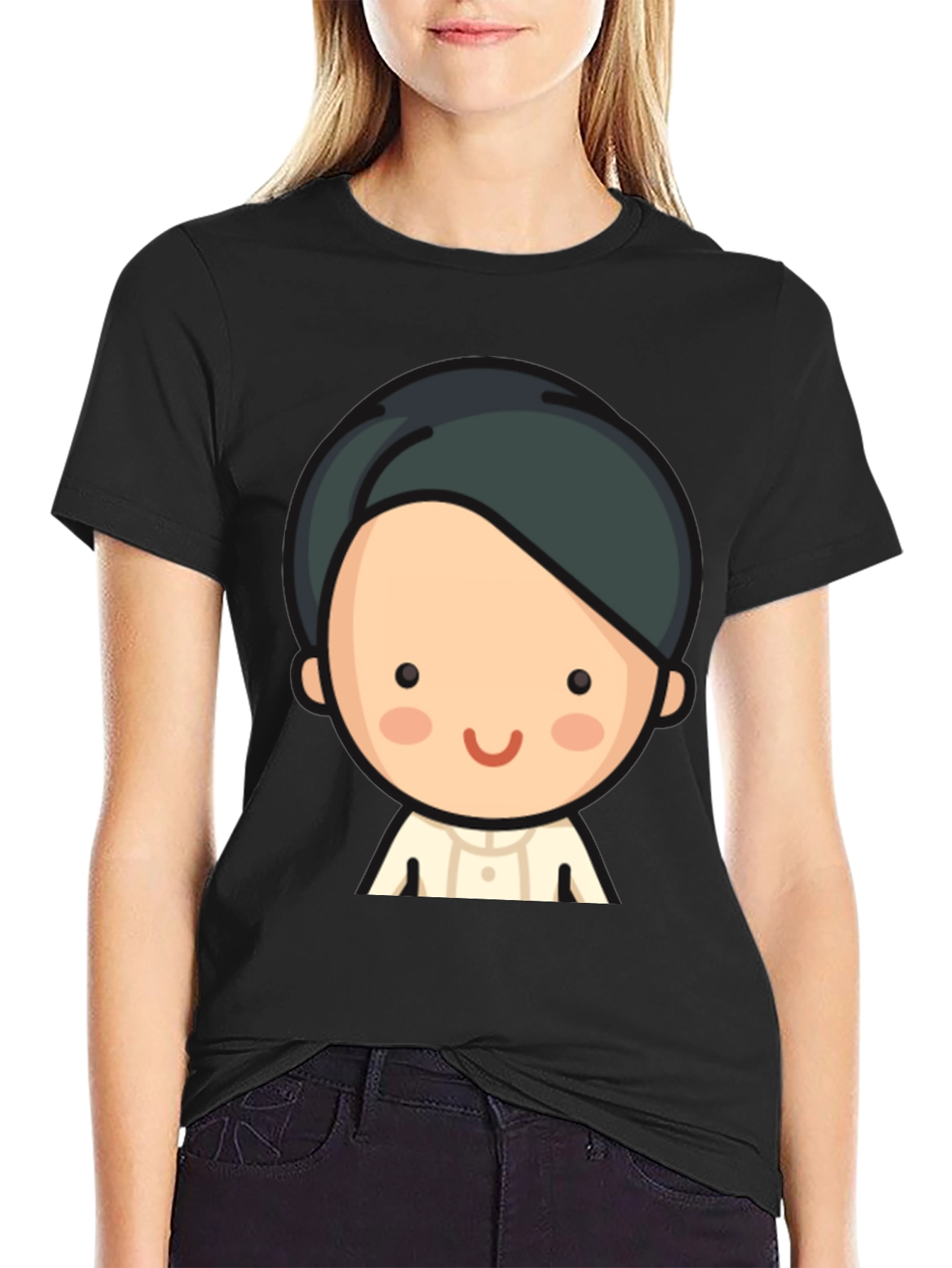 Cartoon Character Graphic Tee - Black Unisex T-Shirt