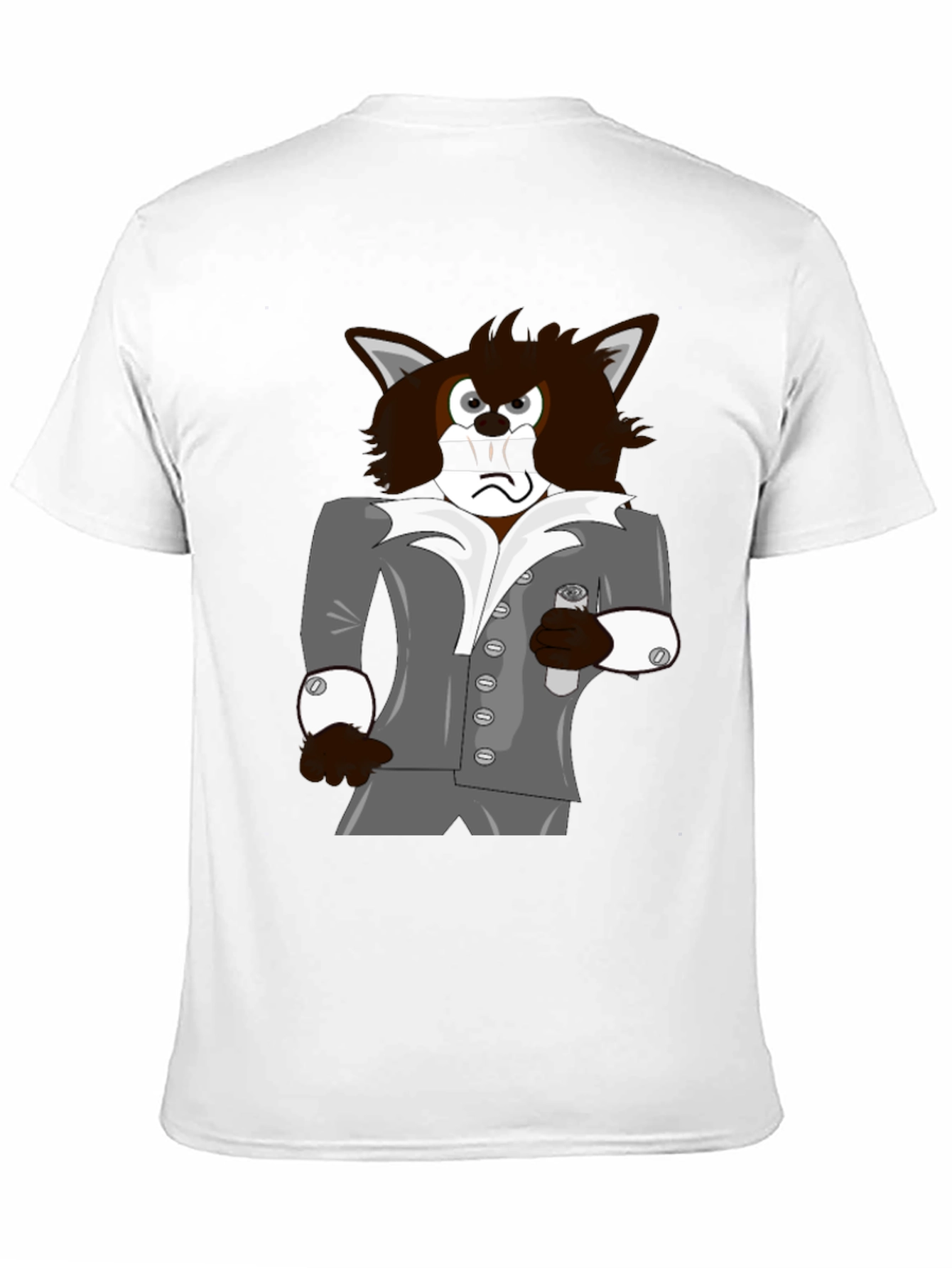 Cartoon Wolf in Suit Graphic Tee - Black