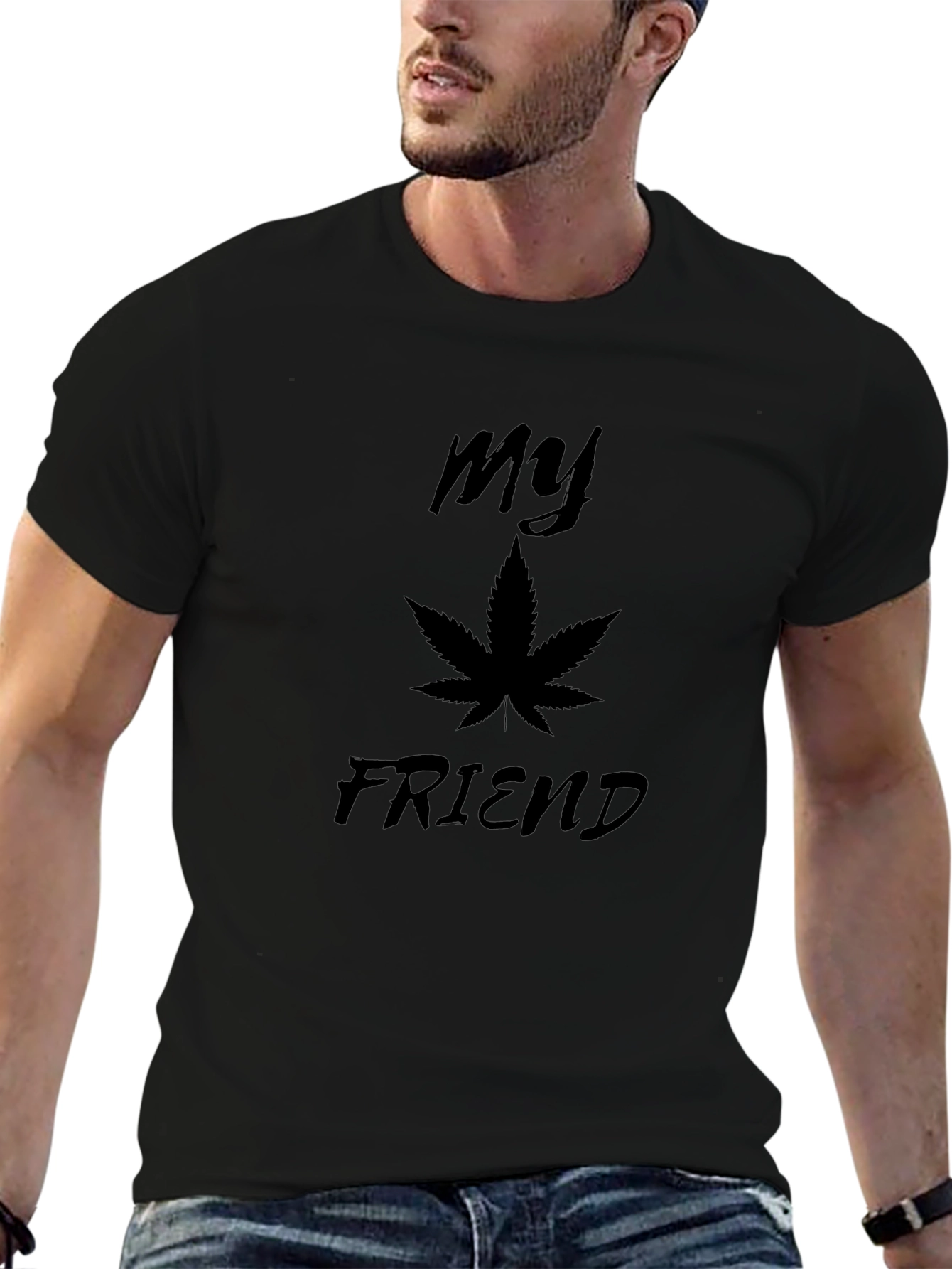 My Bud T-Shirt - Black Weed Leaf Graphic Tee
