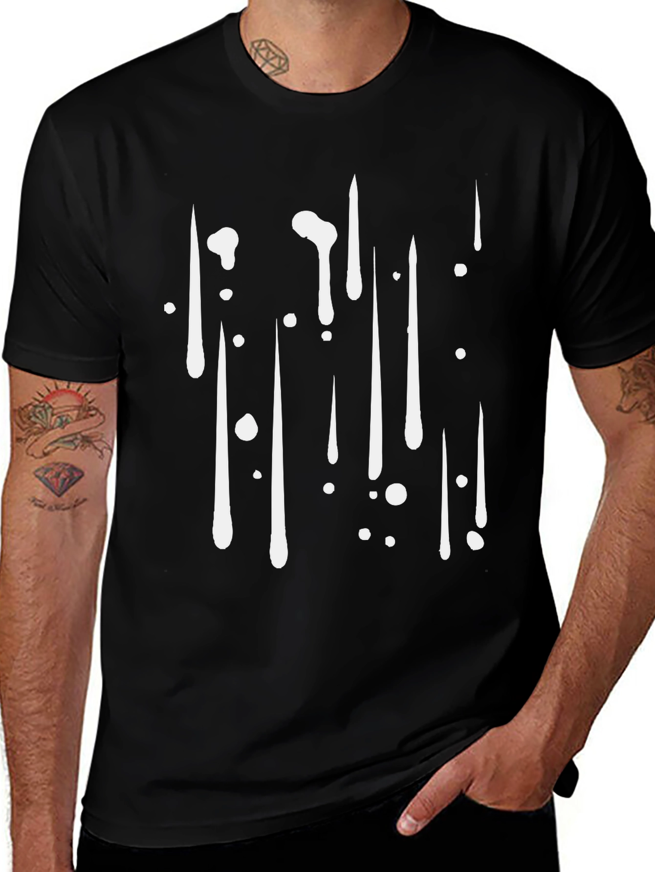Modern Abstract Drip Design Black T-Shirt