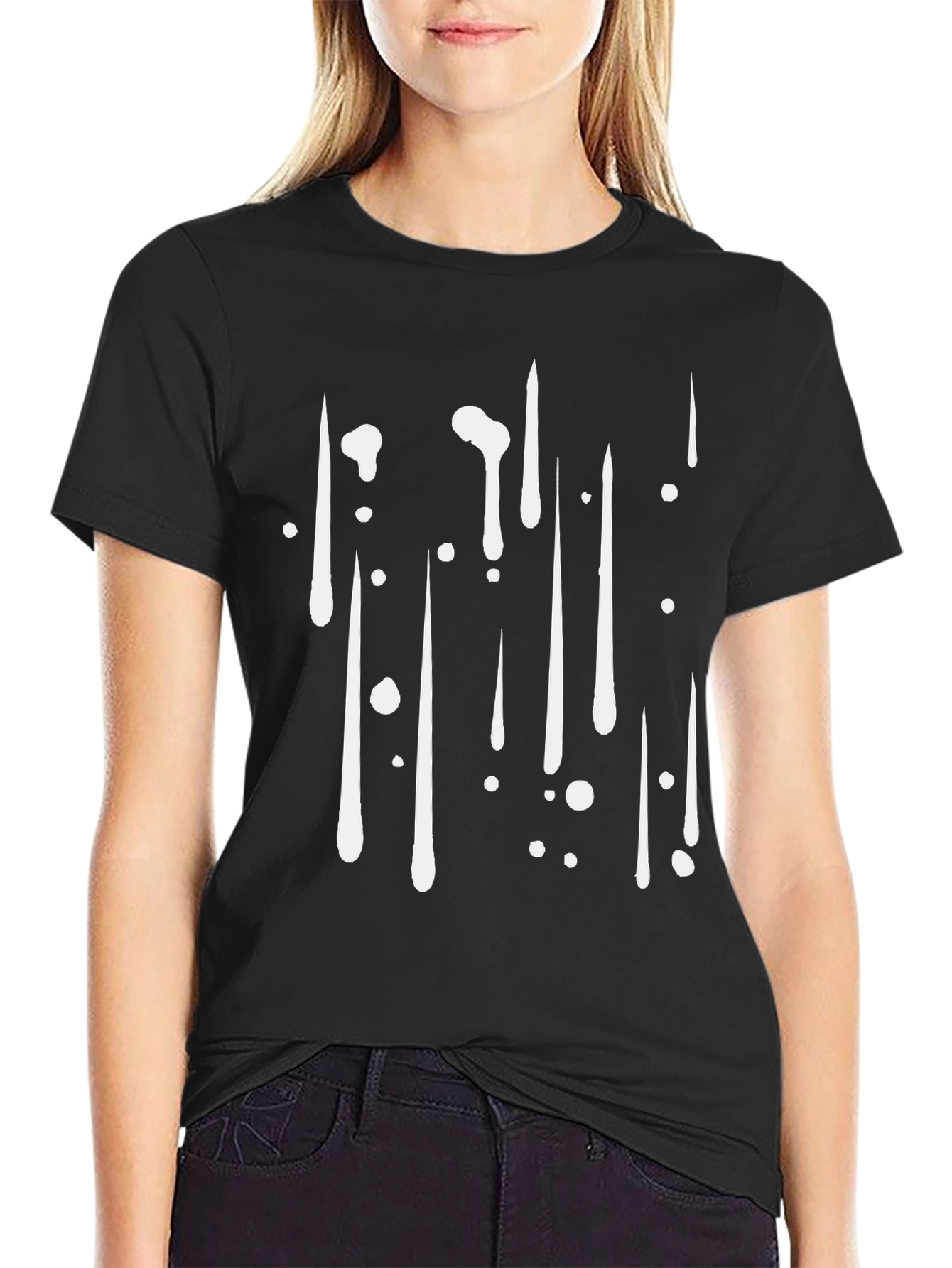 Modern Abstract Drip Design Black T-Shirt