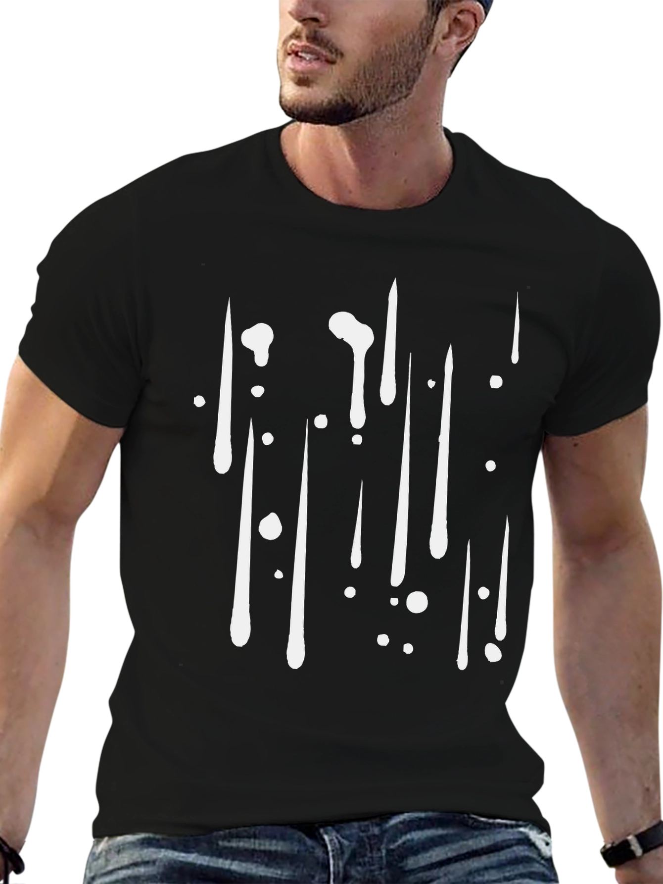 Modern Abstract Drip Design Black T-Shirt