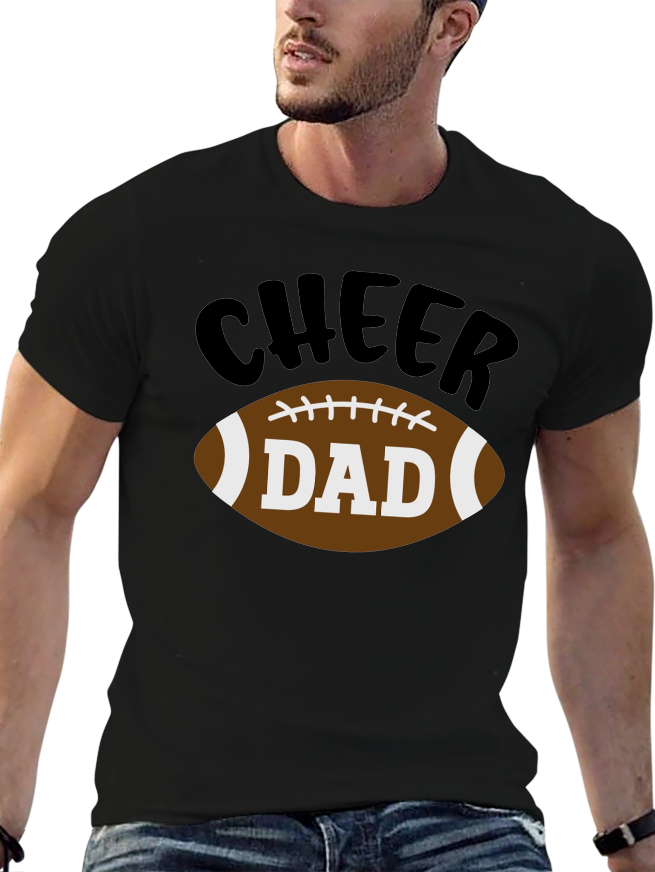 Cheer Dad Football Graphic T-Shirt