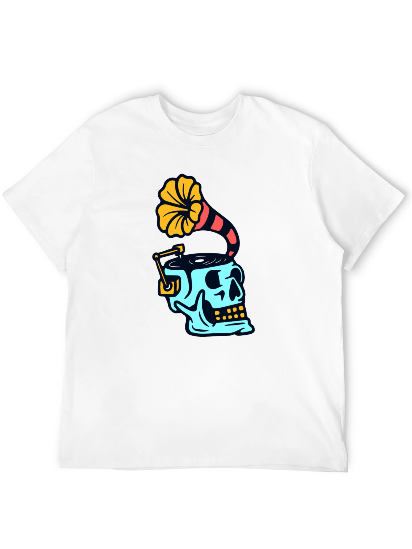 Skull Phonograph T-Shirt - Retro Music Style
