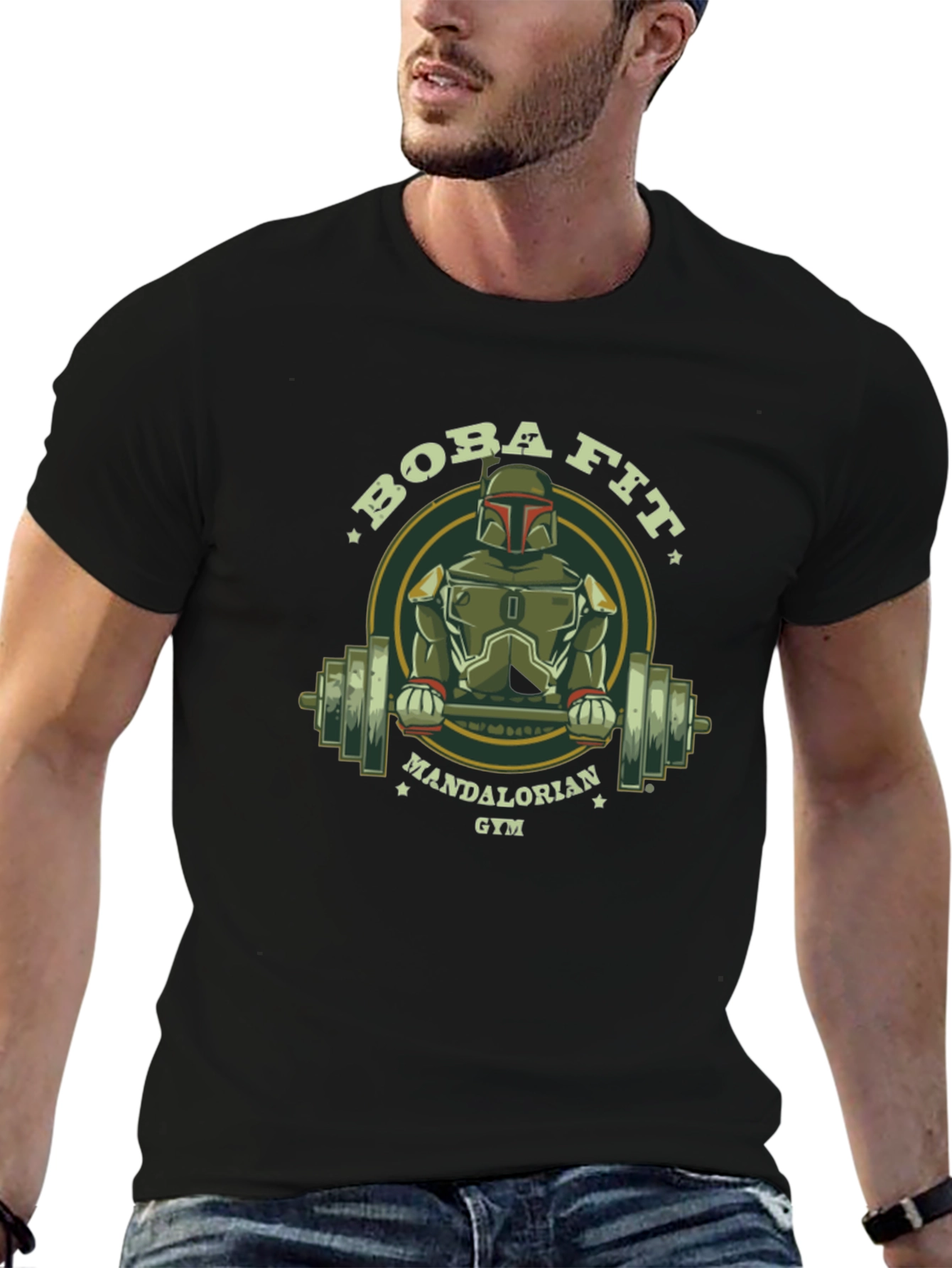Boba Fit Mandalorian Gym Black T-Shirt