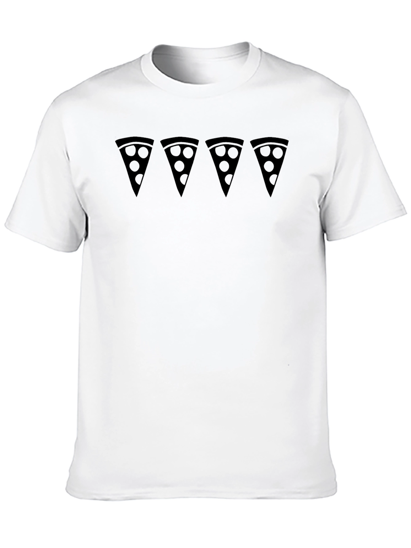 Pizza Slice Pattern Black T-Shirt