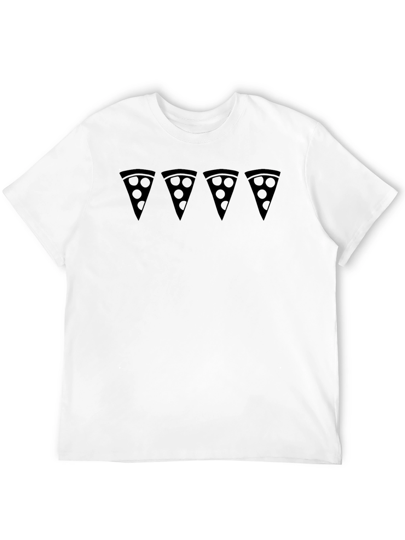 Pizza Slice Pattern Black T-Shirt