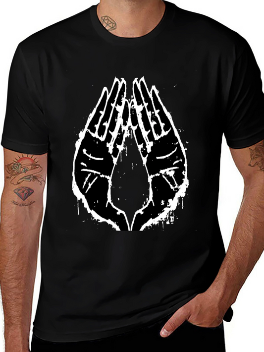 Black Graphic Tee - Praying Hands Design