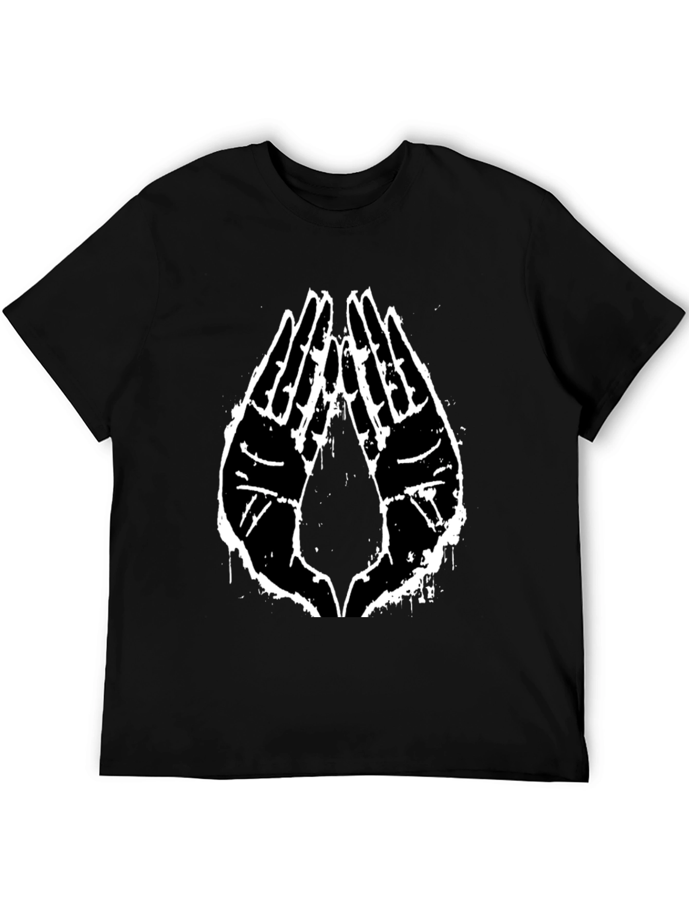 Black Graphic Tee - Praying Hands Design
