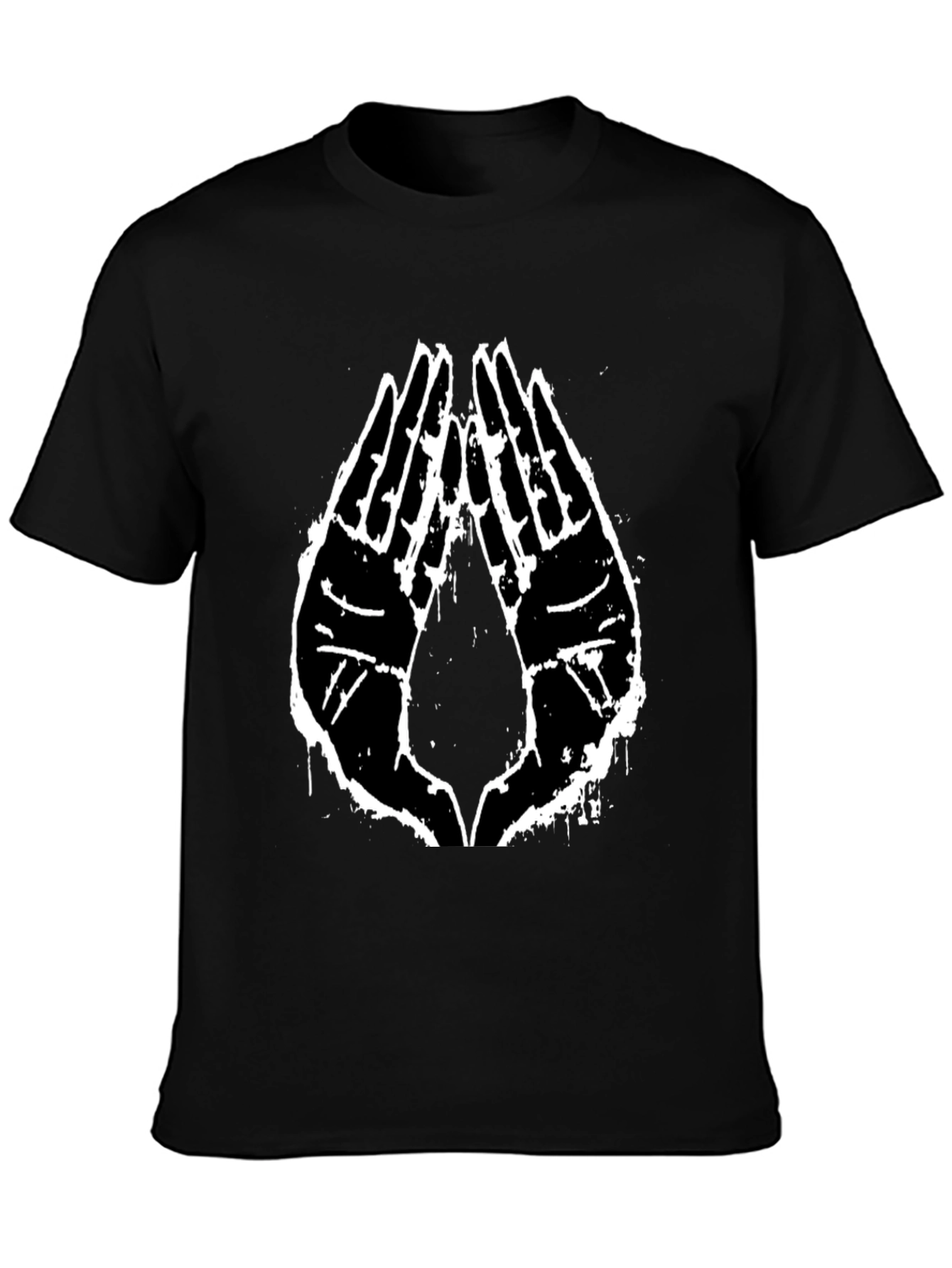 Black Graphic Tee - Praying Hands Design