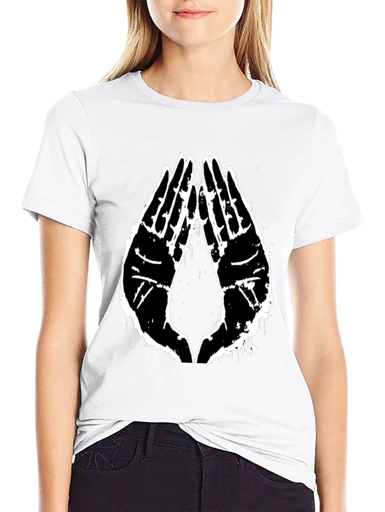 Black Graphic Tee - Praying Hands Design