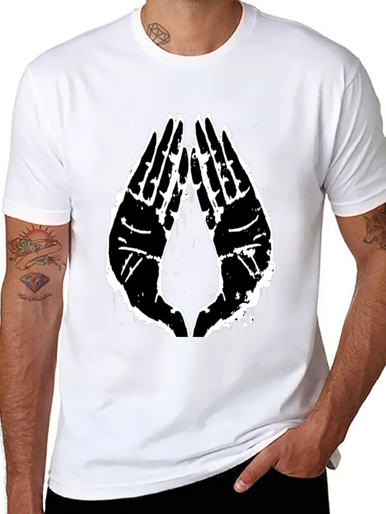 Black Graphic Tee - Praying Hands Design