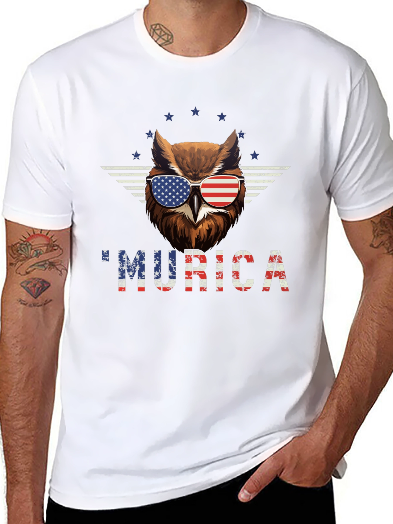 Patriotic Owl Murica T-Shirt - USA Pride