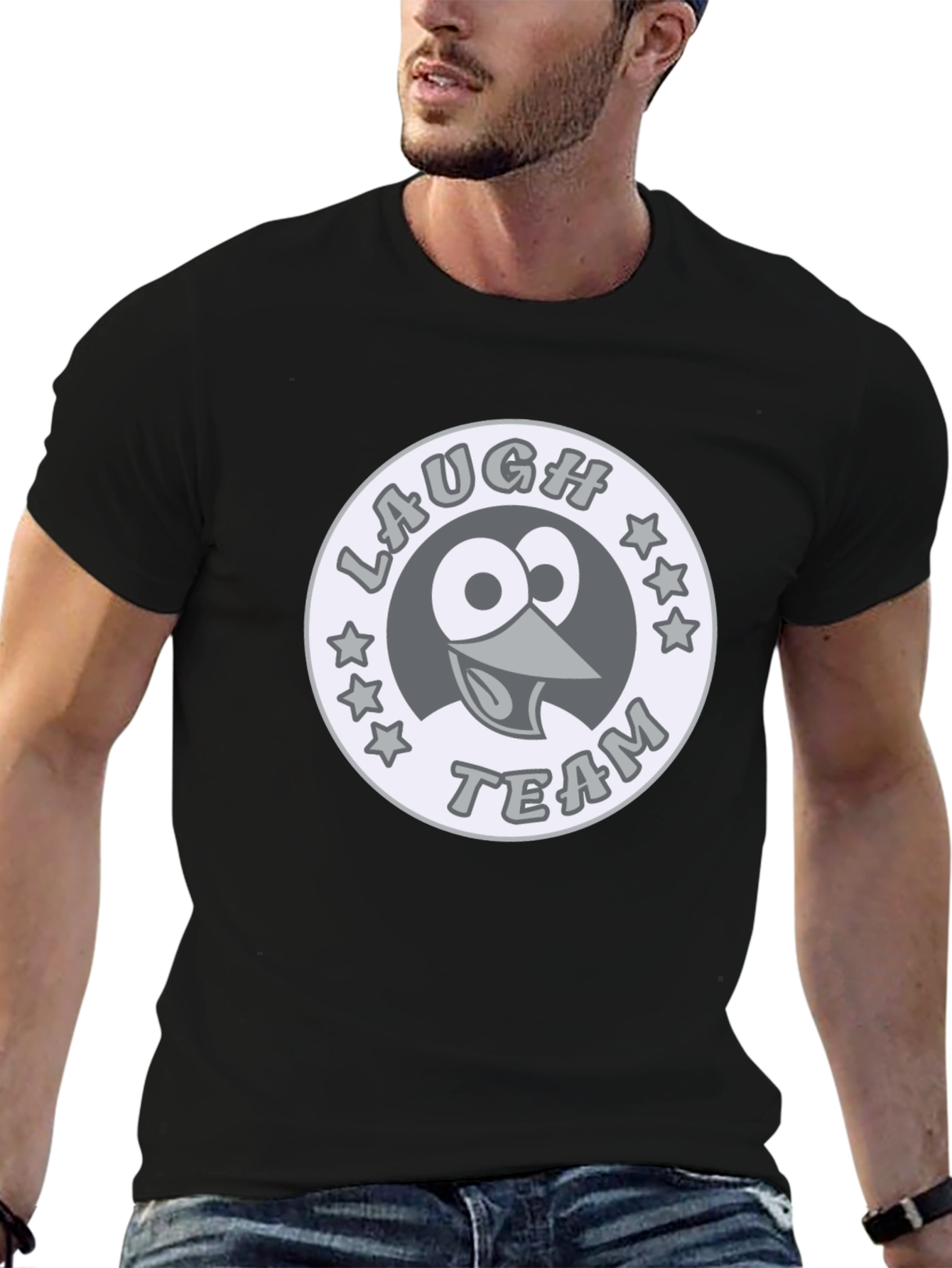 Laugh Team Cartoon Bird Graphic Tee