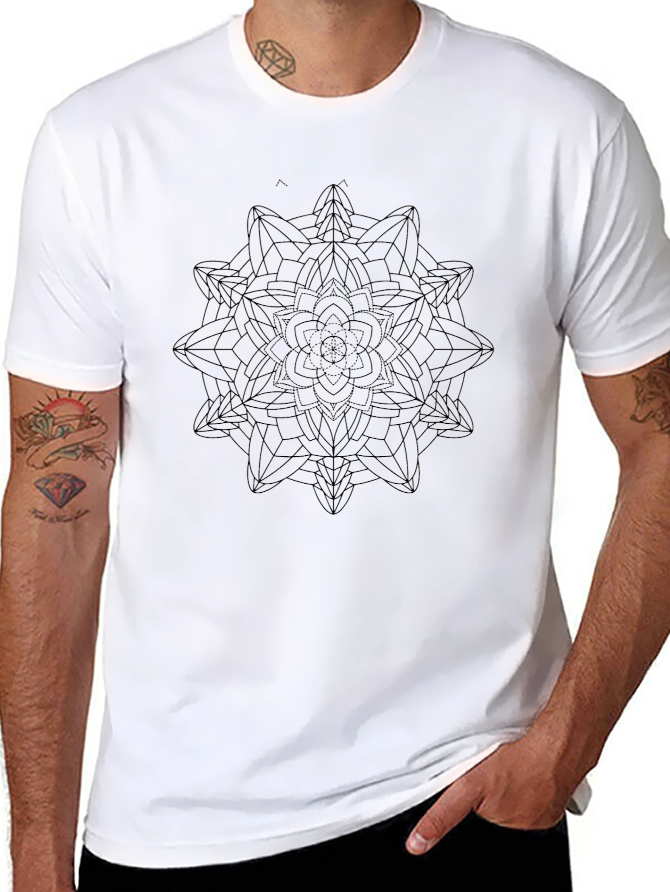 Geometric Mandala T-Shirt - Modern Black Tee