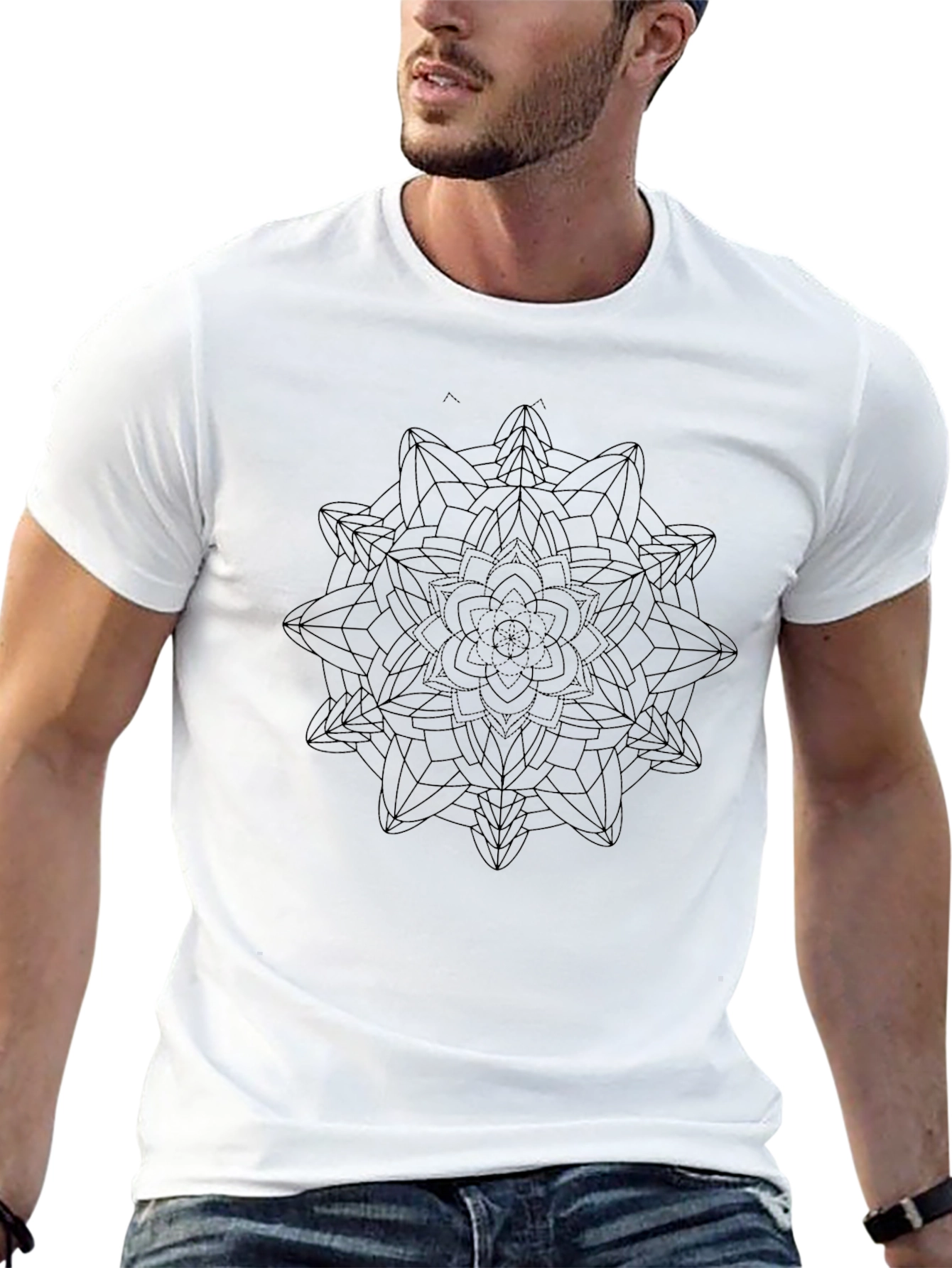 Geometric Mandala T-Shirt - Modern Black Tee