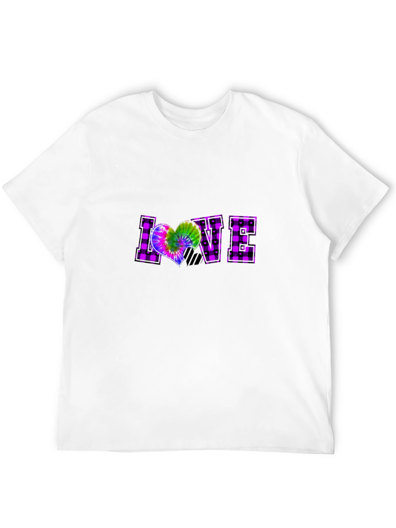 Plaid LOVE T-Shirt Tie-Dye Heart Graphic