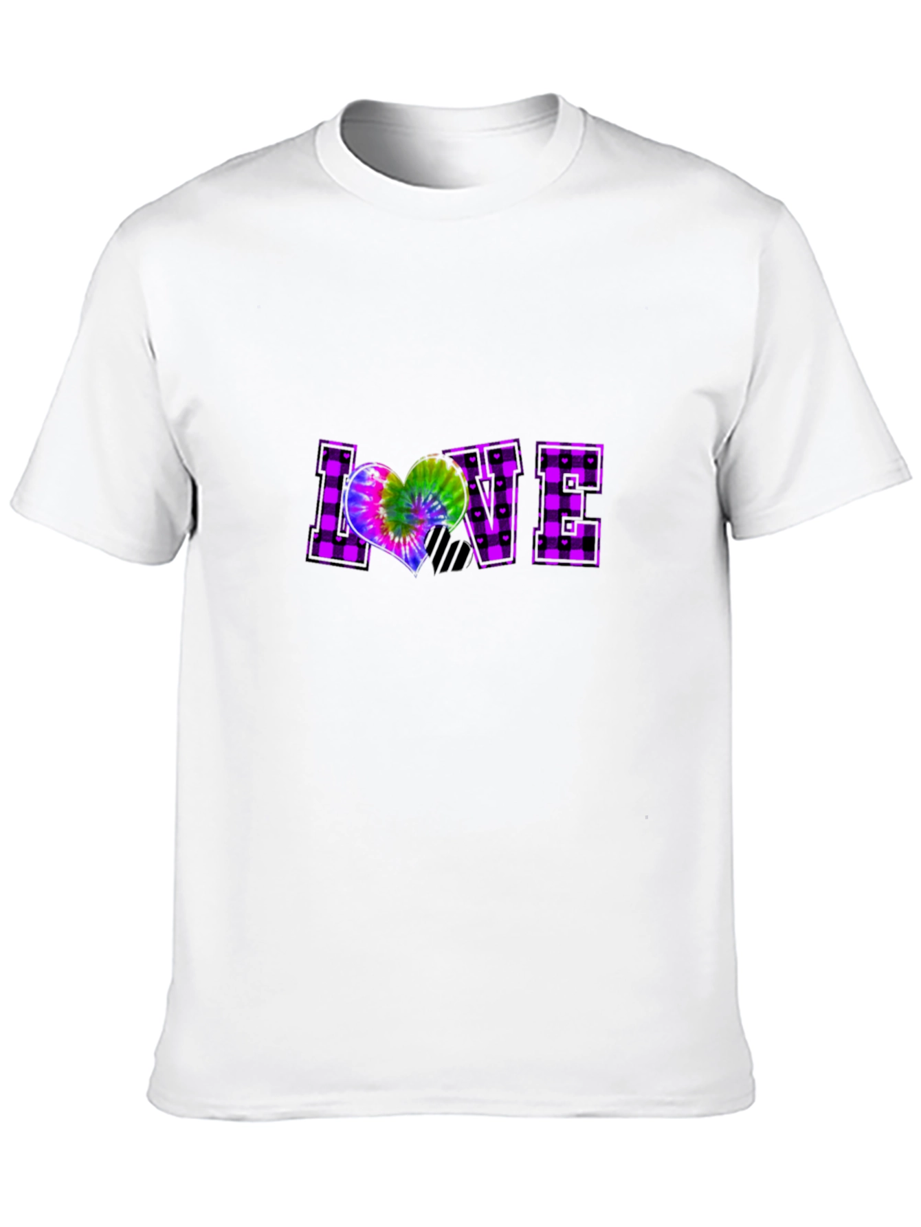 Plaid LOVE T-Shirt Tie-Dye Heart Graphic
