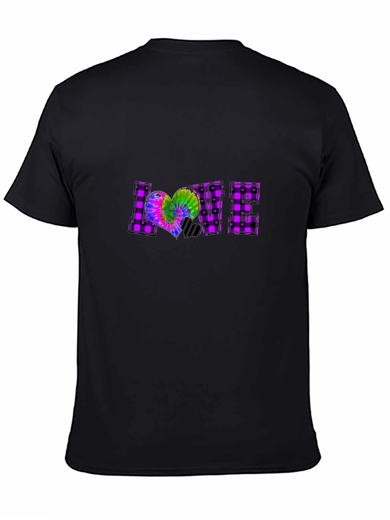 Plaid LOVE T-Shirt Tie-Dye Heart Graphic
