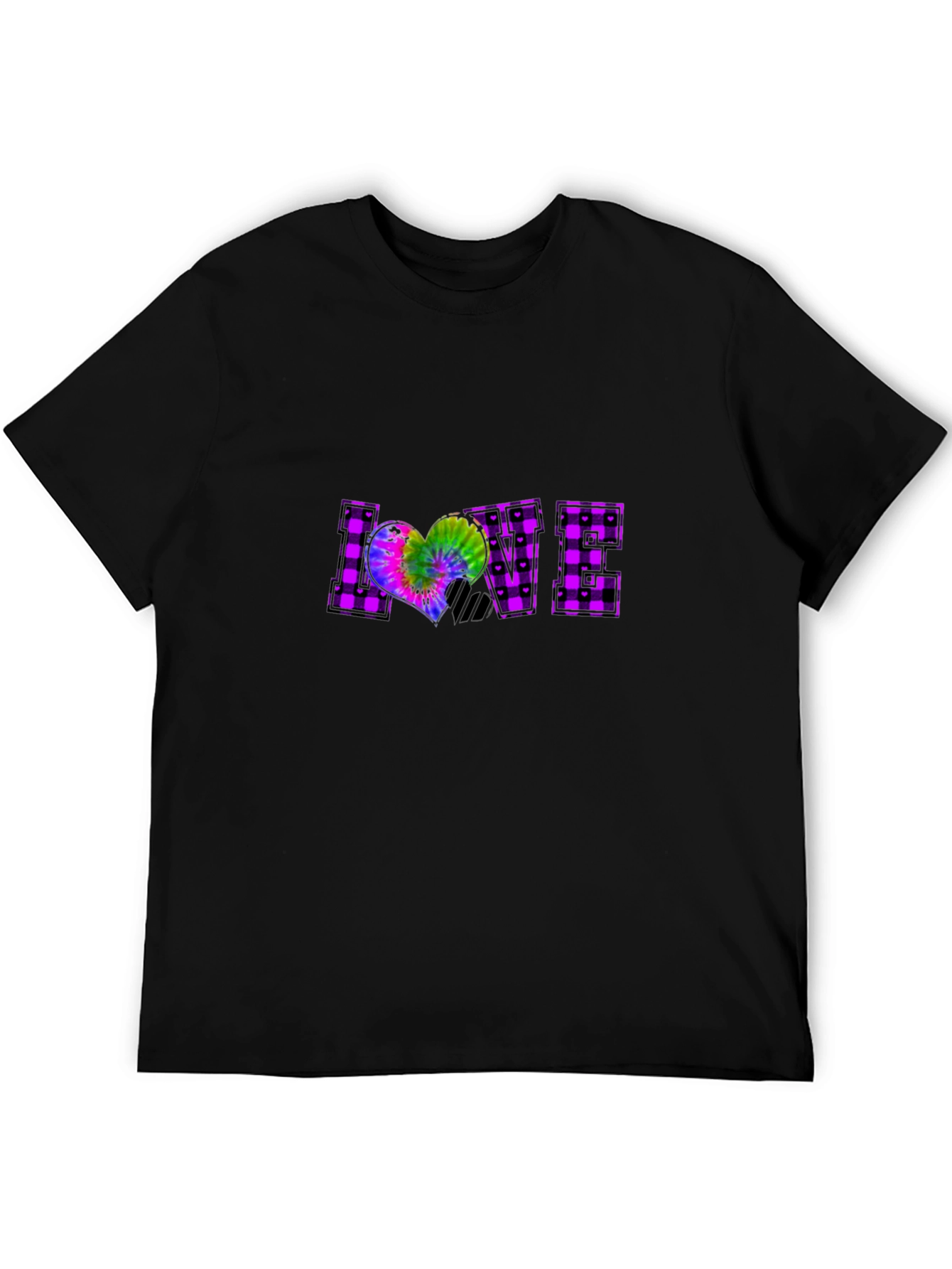 Plaid LOVE T-Shirt Tie-Dye Heart Graphic