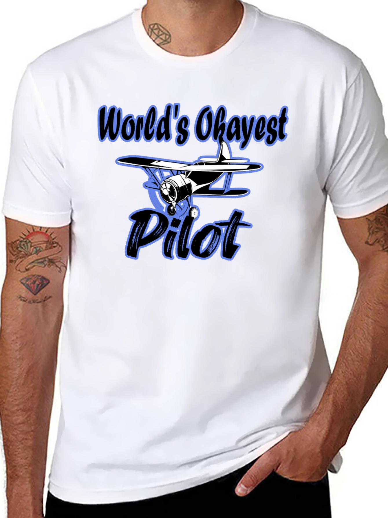 Worlds Okayest Pilot Black T-Shirt