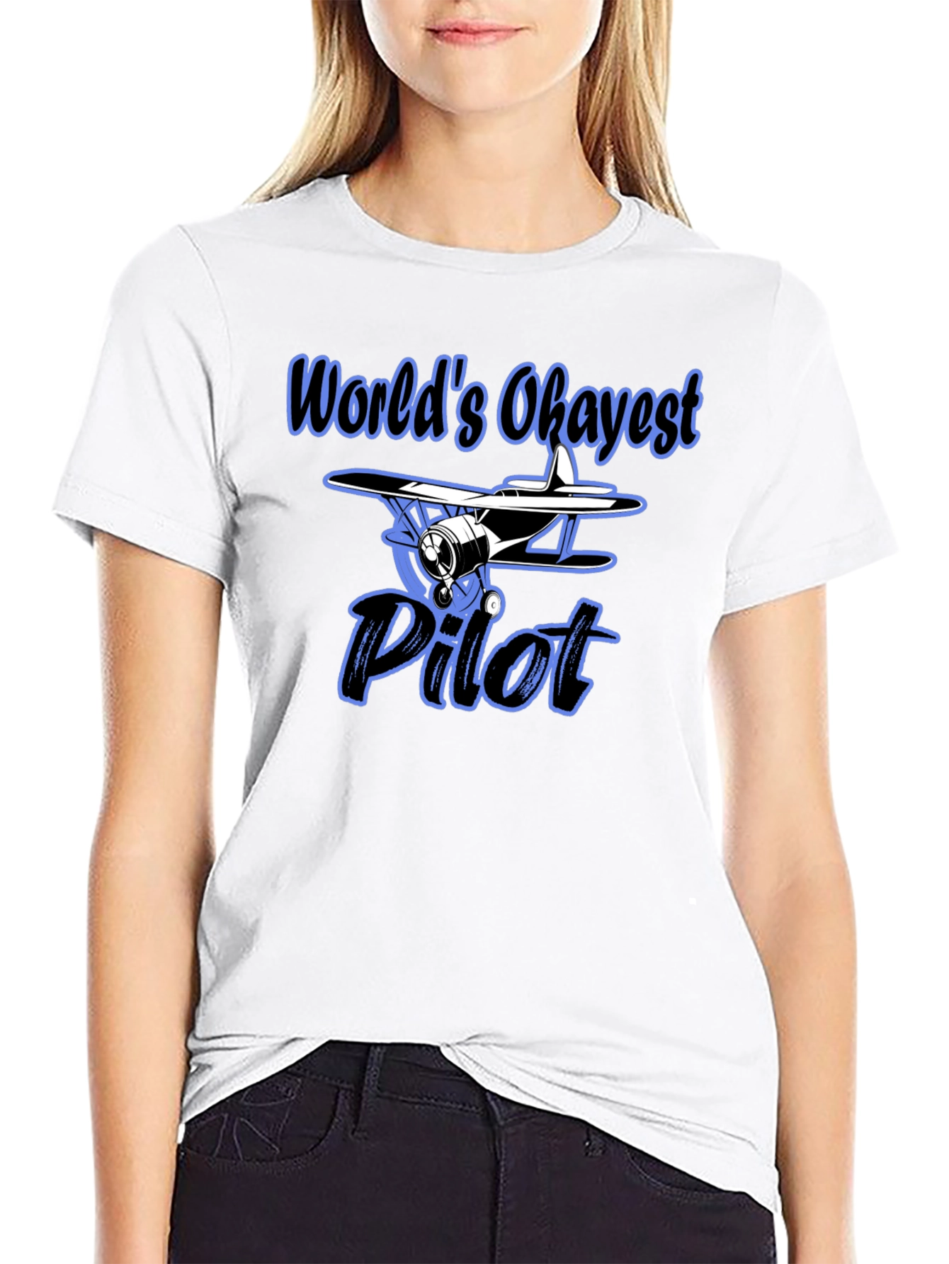 Worlds Okayest Pilot Black T-Shirt