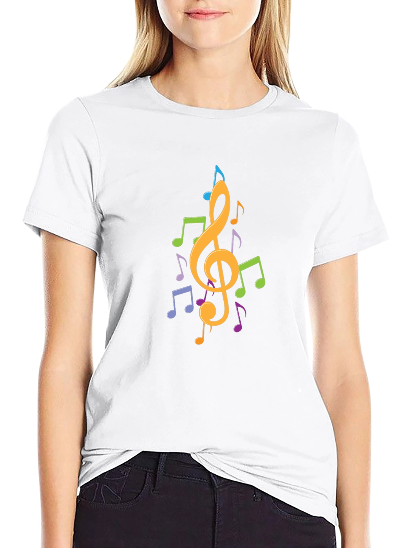 Musical Note Graphic Black T-Shirt - Stylish Casual Wear