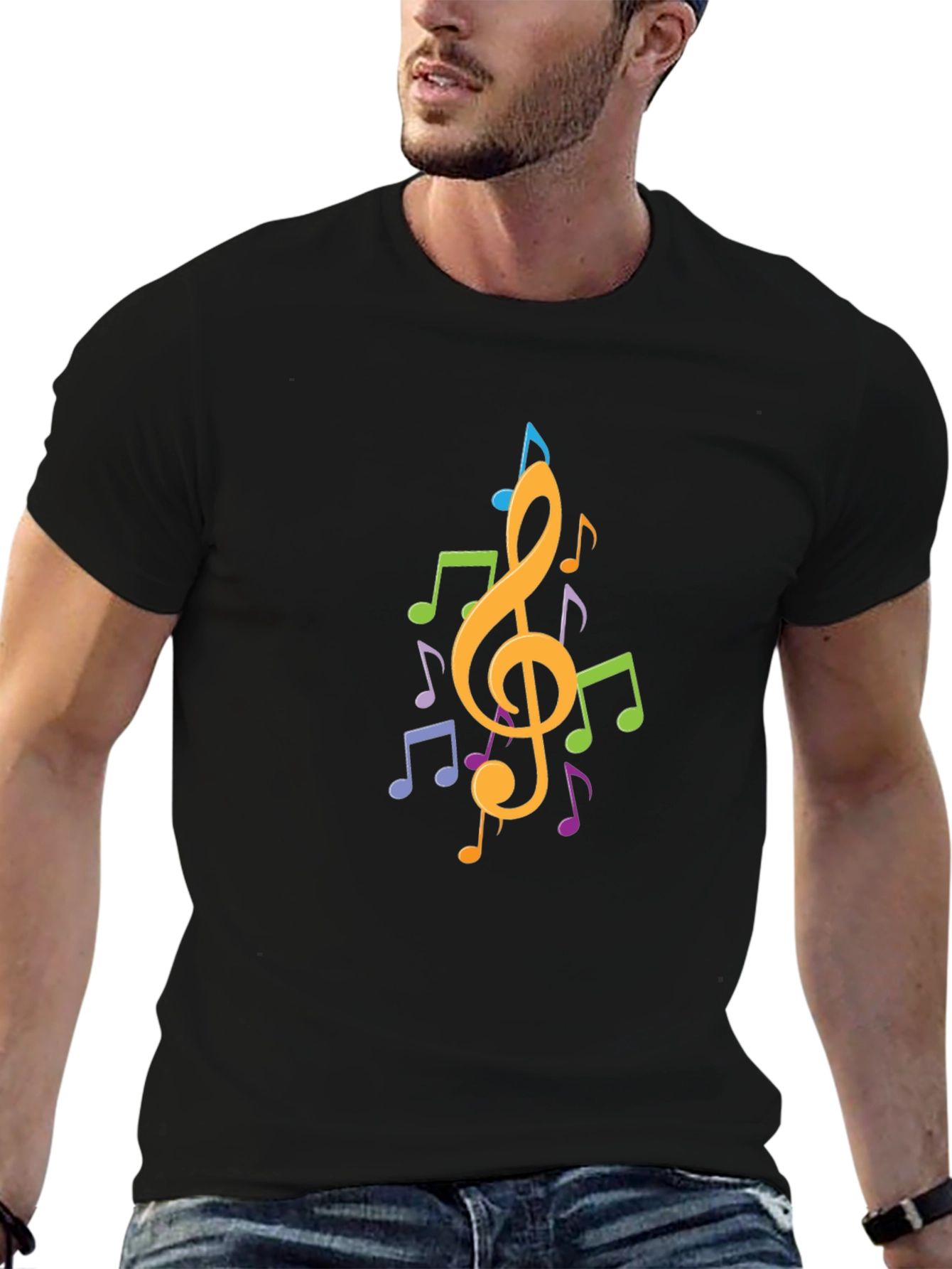 Musical Note Graphic Black T-Shirt - Stylish Casual Wear