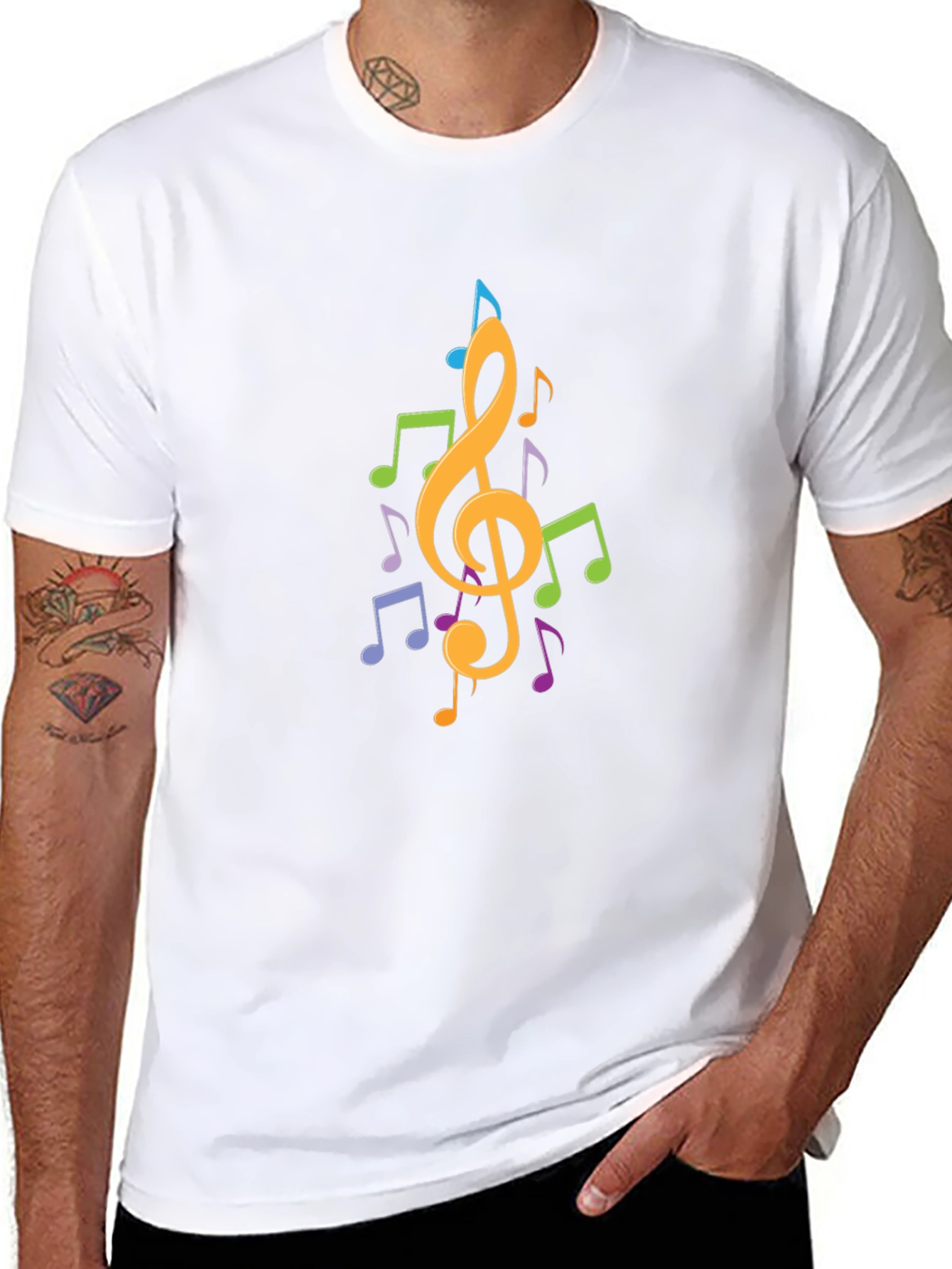 Musical Note Graphic Black T-Shirt - Stylish Casual Wear