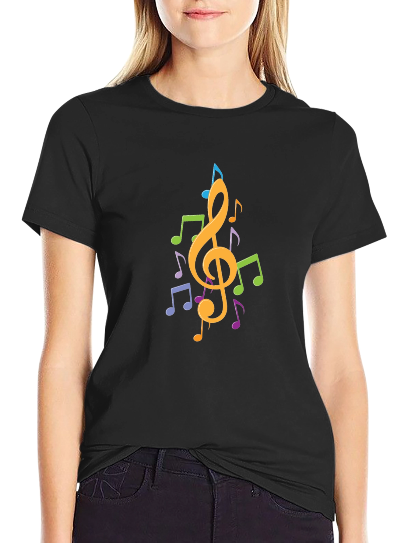Musical Note Graphic Black T-Shirt - Stylish Casual Wear