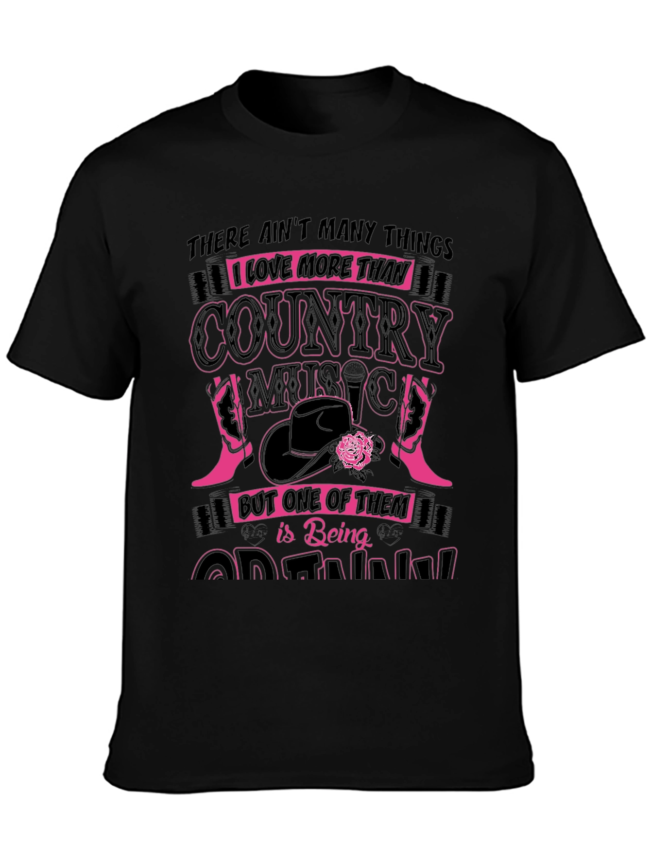 Country Music Graphic T-Shirt - Black