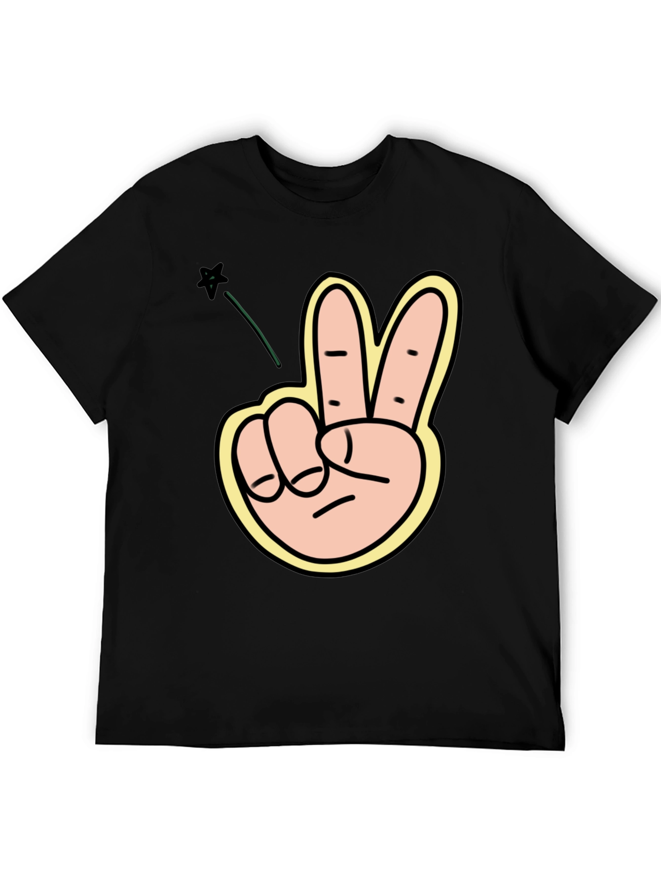 Peace Sign Graphic T-Shirt - Black Crew Neck Tee