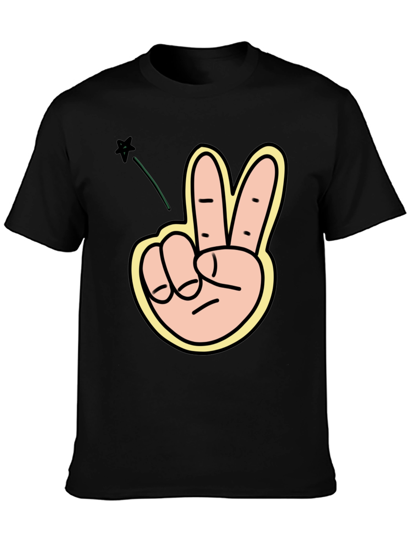 Peace Sign Graphic T-Shirt - Black Crew Neck Tee