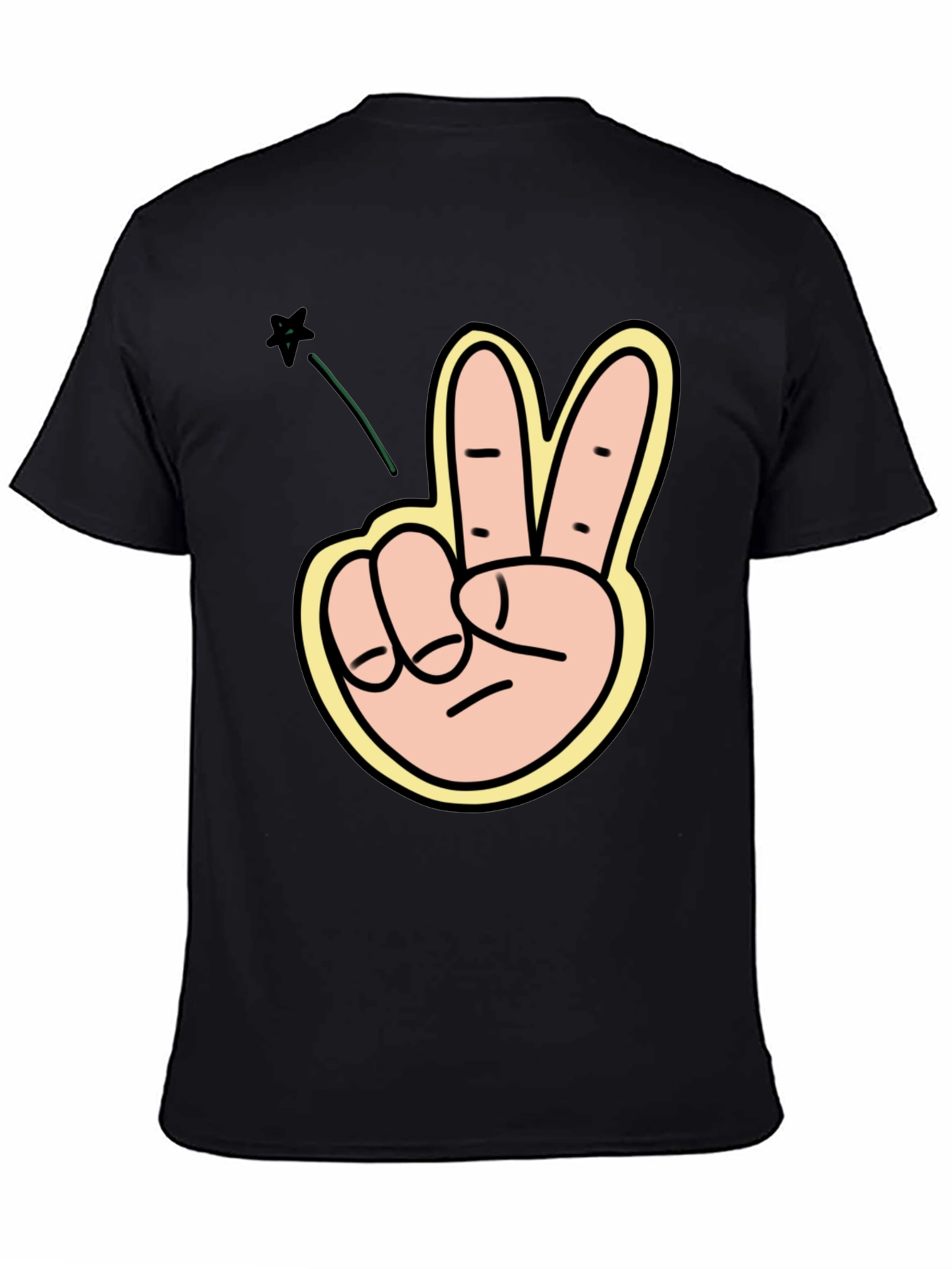 Peace Sign Graphic T-Shirt - Black Crew Neck Tee